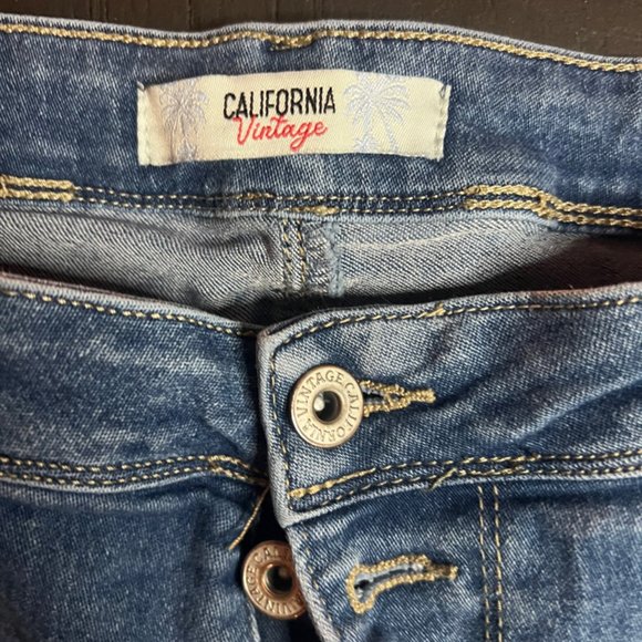 California Vintage Women‎ 16 Denim Blue Flared Button Fly Distressed Jeans - Picture 3 of 7
